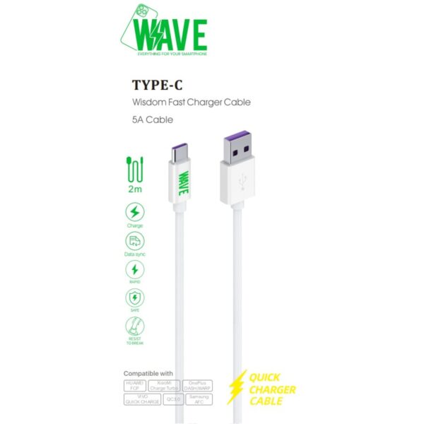 Wave USB-A naar USB-C Oplaadkabel 2 meter